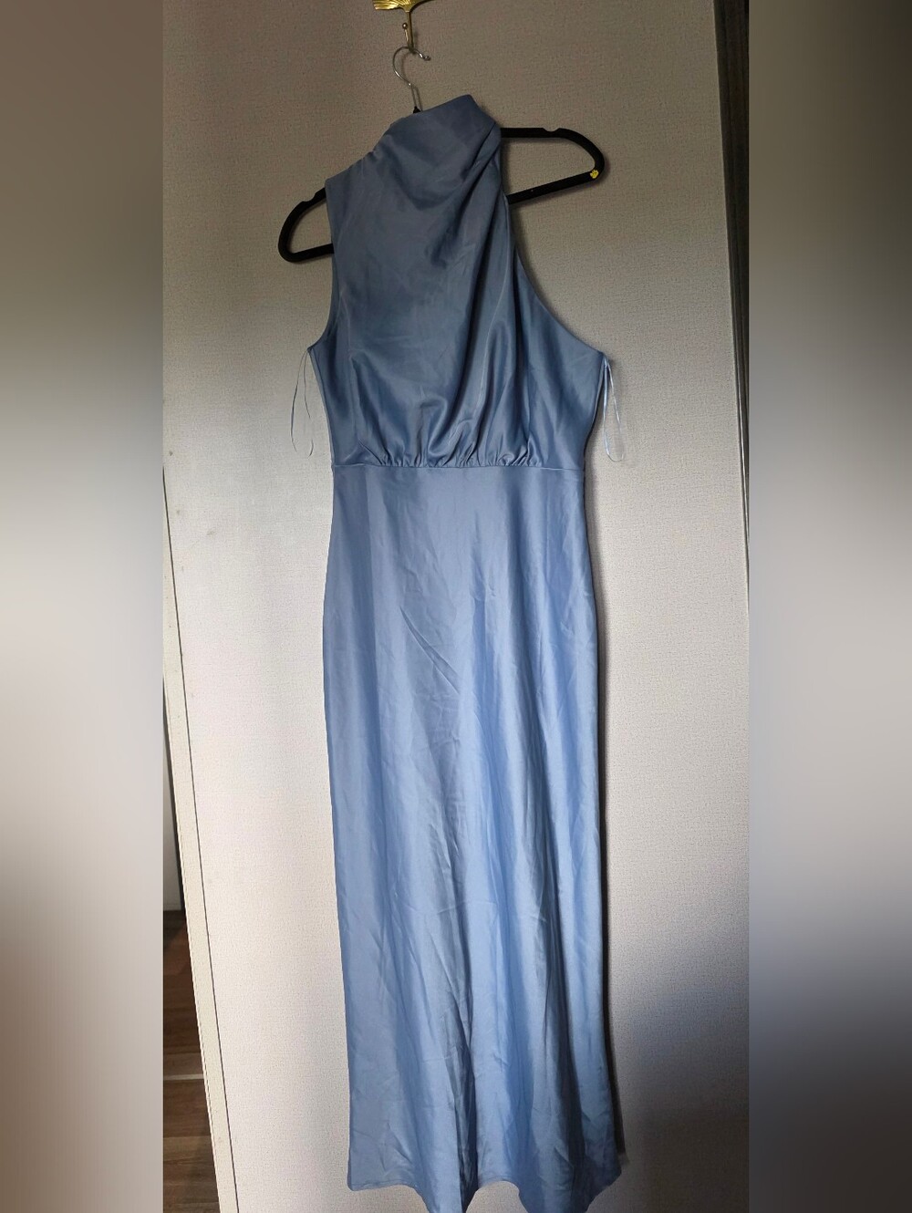 New York & Company Light Blue Satin Maxi Dress - Picture 2 of 5